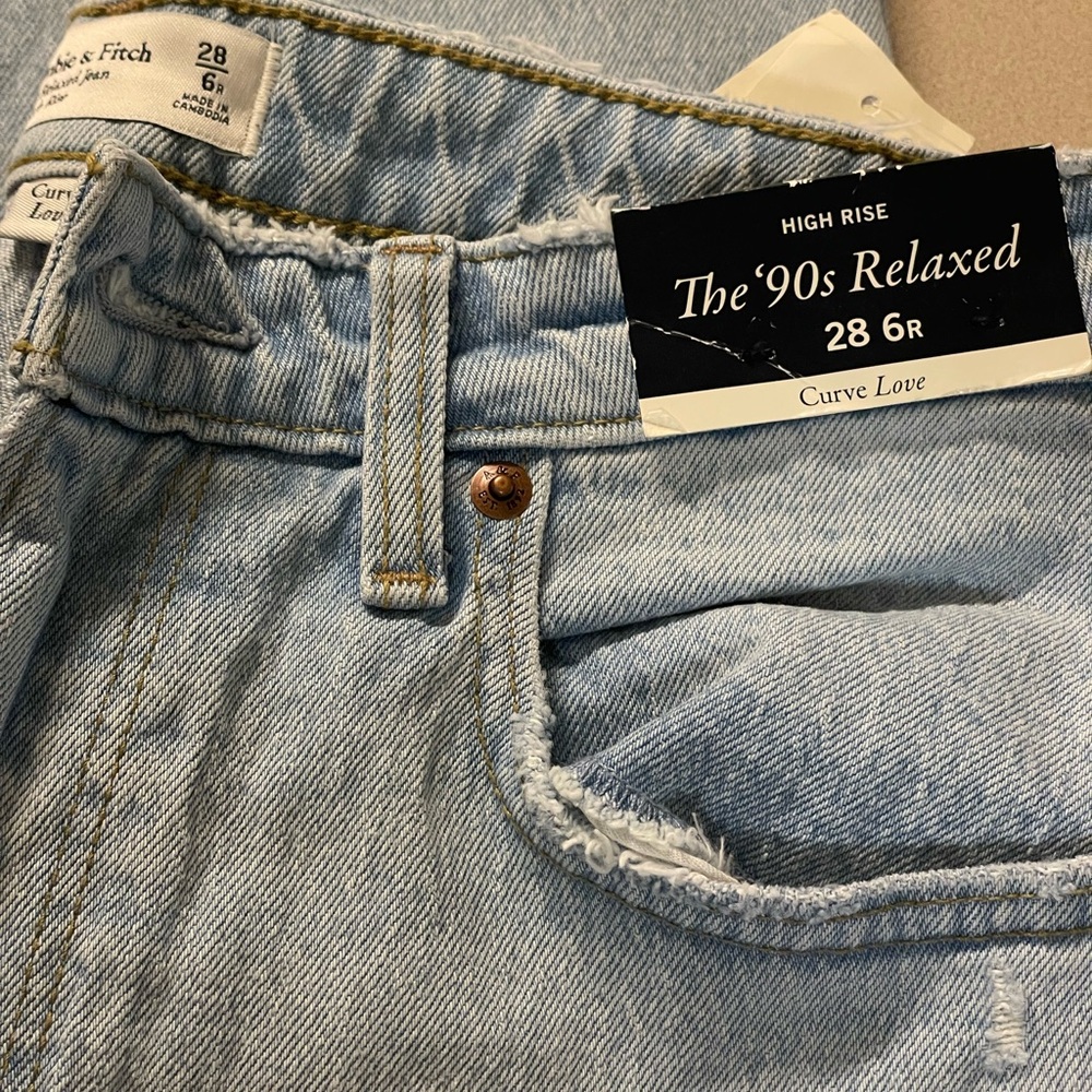 Abercrombie & Fitch Women's Sky Blue High Rise Jeans